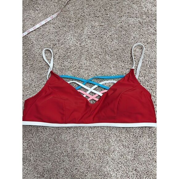 Design Lab criss cross Red Swim Resort Bikini Top size XL - Picture 1 of 4